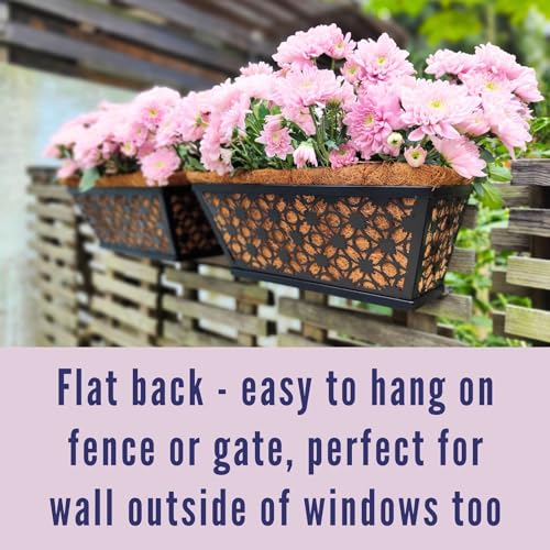 LaLaGreen Wall Planter for Plants (16 in, 4 Pack) Black Fence Window Box - size: 16" (41cm) x 4 pack