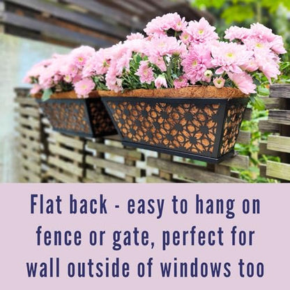 LaLaGreen Wall Planter for Plants (16 in, 4 Pack) Black Fence Window Box - size: 16" (41cm) x 4 pack
