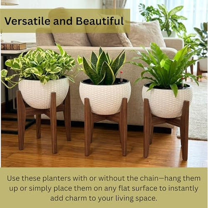 LaLaGreen Hanging Pots for Indoor (11in, 3 Pack) Self-Watering Plant Holder - color: White X 4 Pack