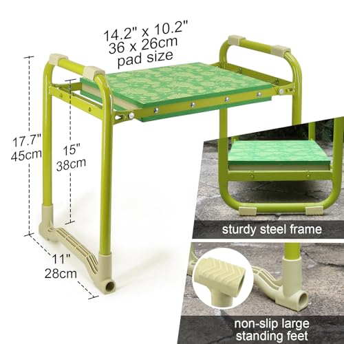 Colwelt Garden Stool and Kneeler Set, Garden Seat and Kneeler Heavy Duty with 10" Wide Soft Kneeling Pad, Non-Slip Garden Bench for Kneeling and Sitting with Elegant Apron, Gardening Gifts for Women