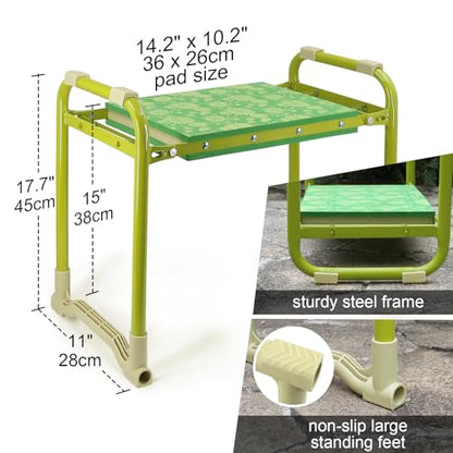 Colwelt Garden Stool and Kneeler Set, Garden Seat and Kneeler Heavy Duty with 10" Wide Soft Kneeling Pad, Non-Slip Garden Bench for Kneeling and Sitting with Elegant Apron, Gardening Gifts for Women