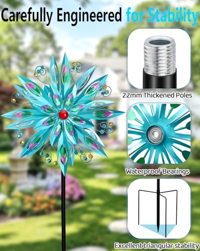 82 Inch Large Metal Wind Spinners for Outdoors