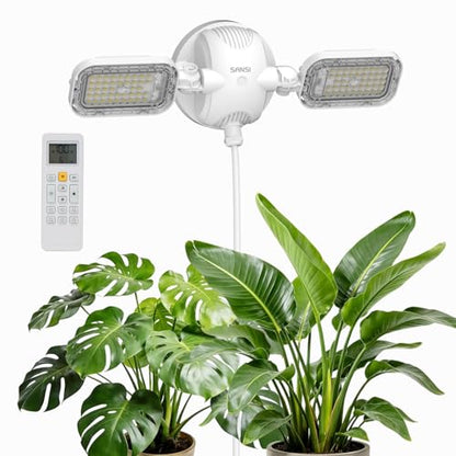 SANSI Wall Mounted Grow Light, 60W Dual Head Full Spectrum with Remote - size: 60W-5600Lumen