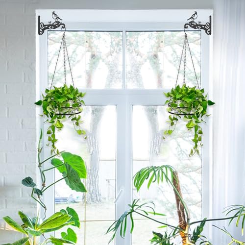 2-Pack Metal Plant Hanger Indoor Outdoor Hanging Plant Holder - size: 2-Pack