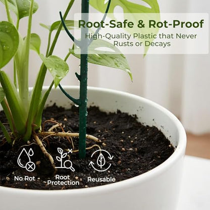Monstera Plant Support Stakes Indoor - 10 Pack Stackable Garden Trellis for Potted Climbing Pothos Support - Durable All-in-One Tall Plant Sticks Pole for Modern Home Gardening (10 Pack)