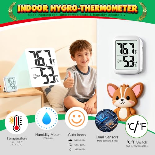 Antonki 2 Pack Room Thermometer Indoor Hygrometer - color: 2 Pcs * Classic White ( 90%+ Choice for Home )