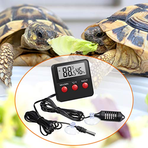 Weewooday 2 Pcs Digital Reptile Thermometer Hygrometer Gauge with Probes