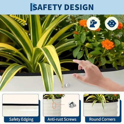 Garvee 2 Pack 8x2x1.5ft Galvanized Raised Garden Bed, Metal Planter Box - color: Beige-oval, size: 8x2x1.5ft 2pcs