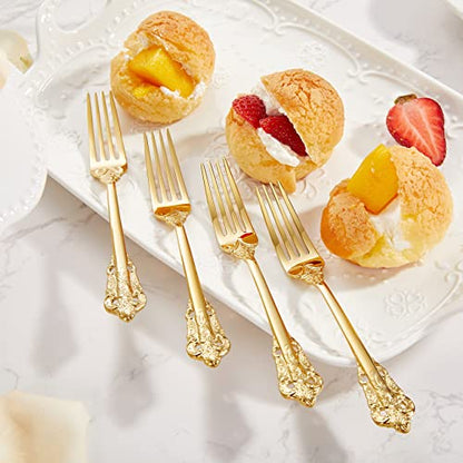 KEAWELL Luxury 4-Piece 5.9-Inch 18/10 Appetizer Forks (Gold) - color: Gold