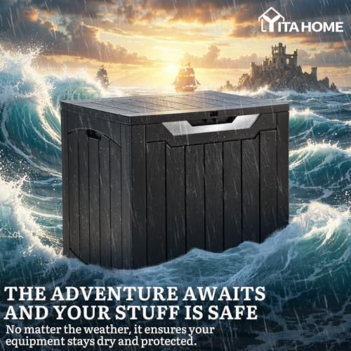 YITAHOME 31 Gallon Deck Boxes Set of 2 - color: Black & Silver, size: 31 Gallon 2pcs