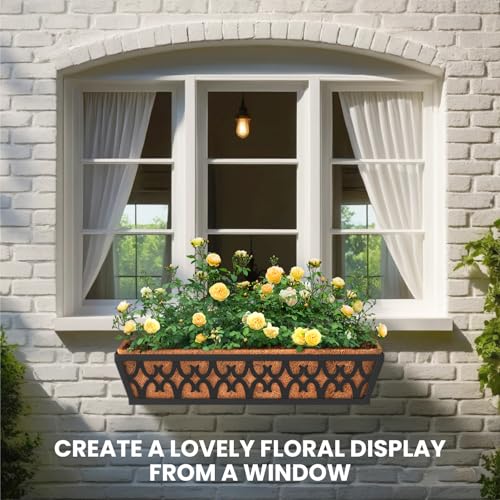 2-Pack 24IN Window Box Railing Hanging Planter Coco Liner Basket, S3 - color: 2pcs - 24in Style 1