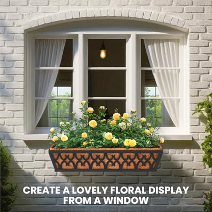 2-Pack 24IN Window Box Railing Hanging Planter Coco Liner Basket, S3 - color: 2pcs - 24in Style 1
