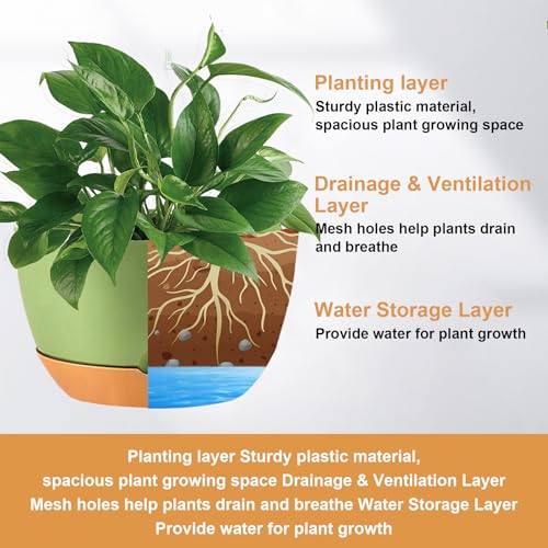 KPUVX 4 Pack Plastic Hanging Planters, 8 Inch, Green - color: Green, size: 8 inch