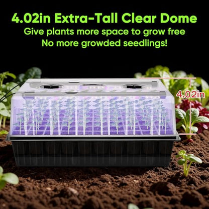 BlumWay 120-Cell Self-Watering Seed Starter Tray with Grow Light, Black - color: Black