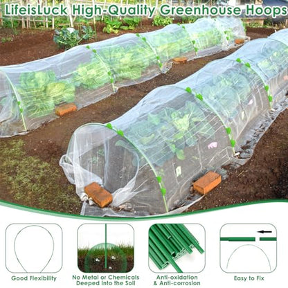 60 Pcs Garden Hoops for Raised Beds, 12 Sets Greenhouse Hoops Grow Tunnel Rust-Free Fiberglass Hoop House Kit, Plant Support Garden Stakes Hoops Frame for Netting Shade Cloth Row Cover Garden Supplies