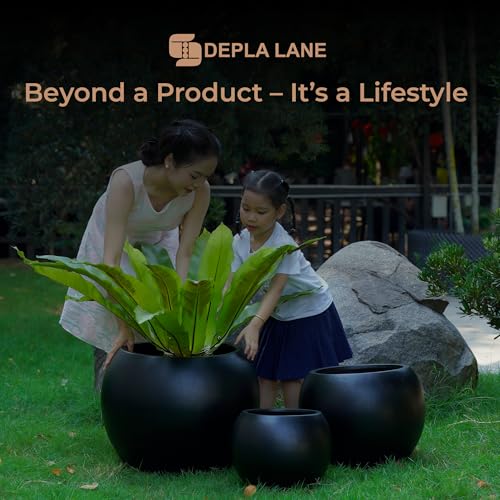 Marlo Fiberstone Round Planter, Smooth Matte Finishes (L, Black) - color: Black, size: 21.3"D x 16.5"H