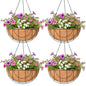 4 Pack Hanging Planter for Outdoor Plants 12 inch Metal Hanging Flower Basket with Coco Coir Liner Round Wire Plant Holder Chain Flower Pots Outdoor Garden Decoration Watering Hanging Baskets（DQ） - size: 12" x 4 Pack, style: Earth