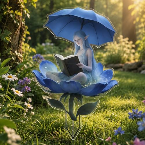 Outdoor Garden Stakes - 2D Lawn Ornaments for Outdoor Yard, Pathway & Landscape Patio, Gift for Gardening Lovers (Blue Fairy) - color: Blue Fairy