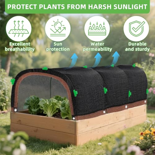 2026 Upgraded Garden Shade Cloth Kit 6.5x16.5FT Garden Shade Cloth for Plants Heat Protection with 6 Sets Garden Hoops for Raised Beds 75% Sunblock Shade Cloth Row Cover for Outdoor Plant Vegetables - size: 6.6FT x 16.5FT