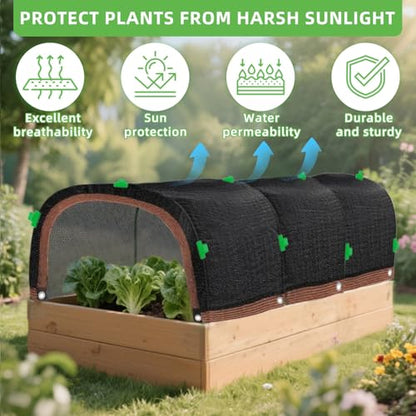 2026 Upgraded Garden Shade Cloth Kit 6.5x16.5FT Garden Shade Cloth for Plants Heat Protection with 6 Sets Garden Hoops for Raised Beds 75% Sunblock Shade Cloth Row Cover for Outdoor Plant Vegetables - size: 6.6FT x 16.5FT