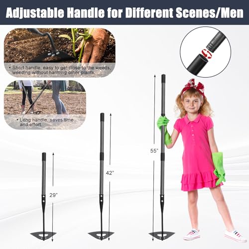 Hoe Garden Tool, Hollow Hoe with 55 Inch Long Handle, Adjustable Manual Weeder Heavy Duty Garden Hoe for Weeding, Digging, Hoeing, Cutting and Loosing Soil - size: 55 Inches