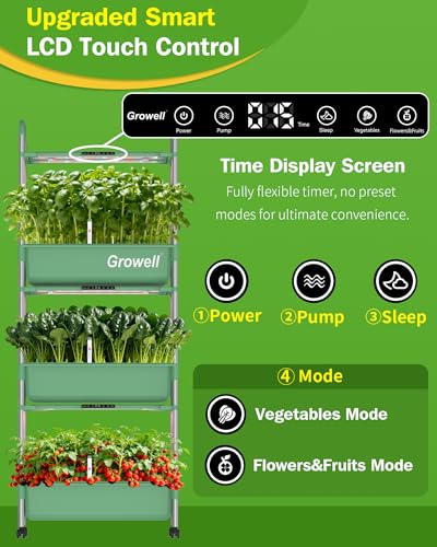 Growell 81 Pods Hydroponics Growing System Kit with Independent Water Pump - color: Green, size: 26" - 3 Tier (81 Pods)