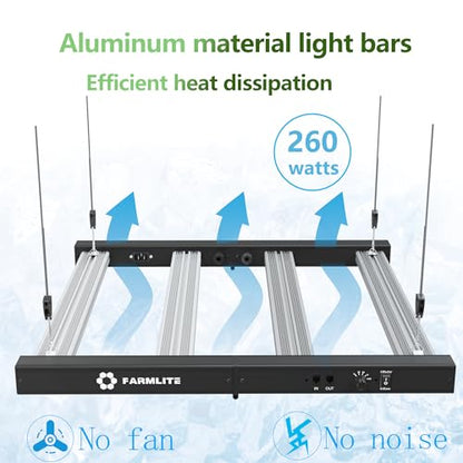 FARMLITE 260W LED Grow Lights for Indoor Plants Full Spectrum Growing Bar - size: 260watts