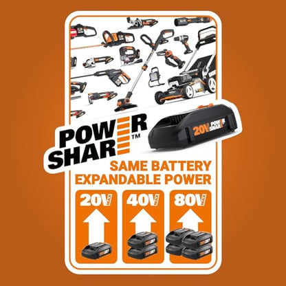 WORX Cordless Grass Shear & Shrub Trimmer, 20V 4" + 8" Bush Trimmer, WG801 - style: 8" 20V Shrubber Trimmer w/(1)2.0Ah Battery