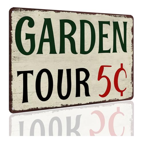 Garden Signs for Outside Personalized Metal Welcome Garden Tin Sign Farm Decor Vintage Garden Tour 5 Cents Sign Wall Art Decorative Outdoor Funny Gardening Signs for Home 8x12 Inch - color: Garden Signs 01