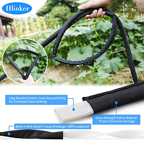 Hlinker Flat Soaker Hose 25 FT for Garden Beds, 25Ft 1/2" Linkable Consistent Drip Irrigation Hose Save 80% Water, Leakproof Heavy Duty Double Layer Sprinkler Hose - size: 25FT