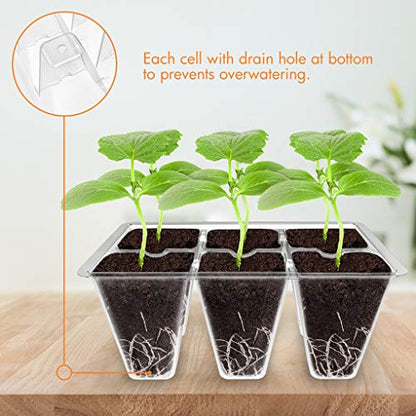 Gardzen 10 Pack Seed Starter Trays with Adjustable Vented Dome 120 Cell Clear - color: Clear Trays