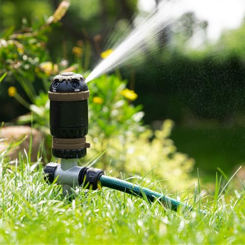 RESTMO Gear Drive Sprinkler with Step Spike Base, Brown - color: Brown, size: 1 Pack