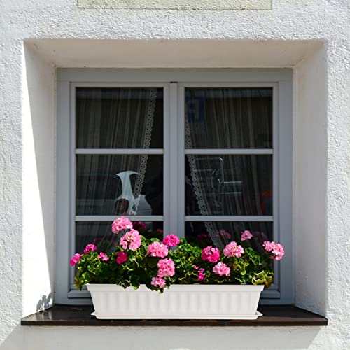 6 Pcs Window Box Planter, 17" Rectangular Planter Box with Saucers, White - size: White - 6 pack