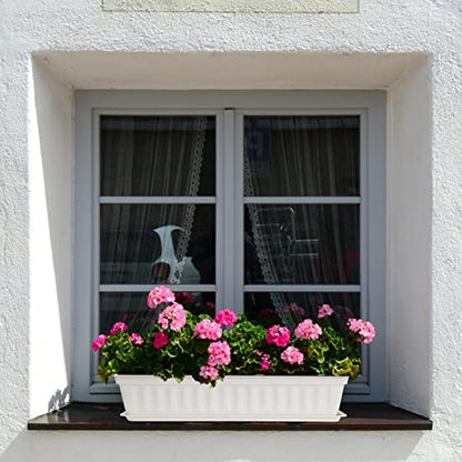 6 Pcs Window Box Planter, 17" Rectangular Planter Box with Saucers, White - size: White - 6 pack