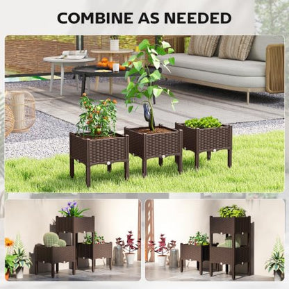 Outsunny Plastic Raised Garden Bed with Legs Self Watering Planter Box
