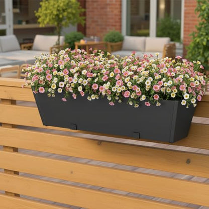 2 Pack Railing Planter Box 36 Inch, Heavy Duty Metal Window Boxes - size: 2 Packs