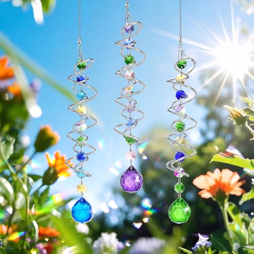 5 Pack Crystal Suncatcher Gazing Ball Spiral Wind Spinner Garden Decor - color: 5 Pack