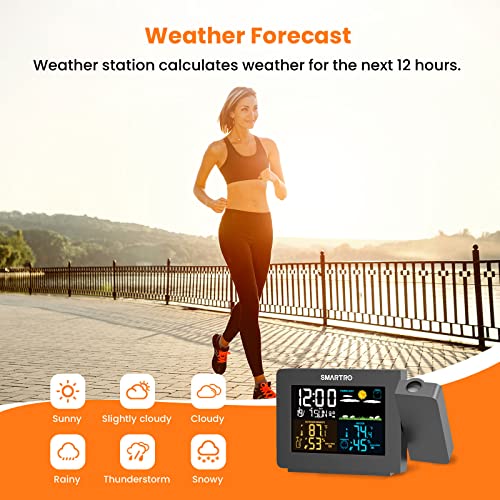SMARTRO SC91 Projection Alarm Clock for Bedrooms with Weather Station