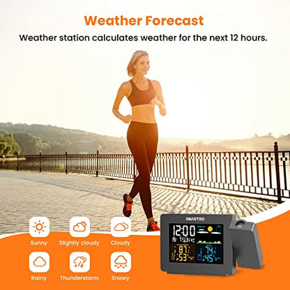 SMARTRO SC91 Projection Alarm Clock for Bedrooms with Weather Station