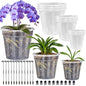 Orchid Pots, 9 Pack Orchid Pots with Holes and 12Pcs Plant Stakes, 3 Each of 4.3",5.5",6.1" Clear Plastic Plant Pot for Indoor Outdoor Plants(3 Each of 4.3",5.5",6.1") - style: 3 Each of 4.3", 5.5", 6.1"