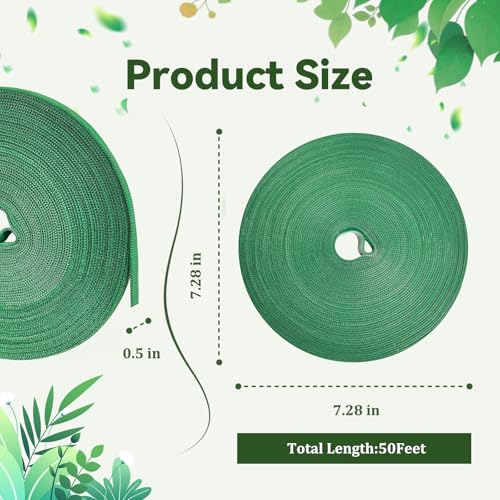 50FT Nylon Garden Tie Plant Tape Supports for Climbing Plants Green - color: Green