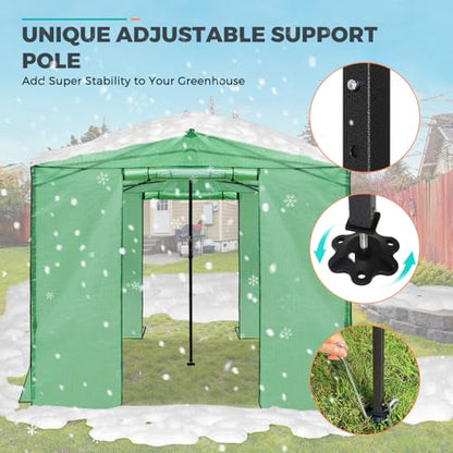 EAGLE PEAK 12x8 Easy Setup Pop Up Greenhouse, Support Pole, Clear/Green - color: Clear/Green, size: 12x8