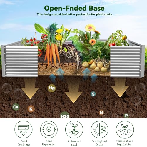 2 Pack Tall 8FT Raised Beds for Gardening, Corrugated Galvanized Steel Raised Garden Bed, Outdoor Metal Above Ground Garden Bed for Vegetables and Flowers(Rectangular)-8x3x1.5FT - size: 8x3x1.5FT