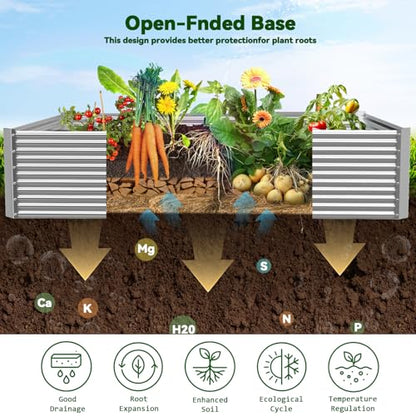 2 Pack Tall 8FT Raised Beds for Gardening, Corrugated Galvanized Steel Raised Garden Bed, Outdoor Metal Above Ground Garden Bed for Vegetables and Flowers(Rectangular)-8x3x1.5FT - size: 8x3x1.5FT