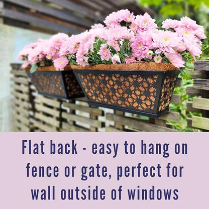 LaLaGreen Black Wall Planter (12 in, 4 Pack) Trough Window Flower Box - size: 12" (30cm) x 4 pack