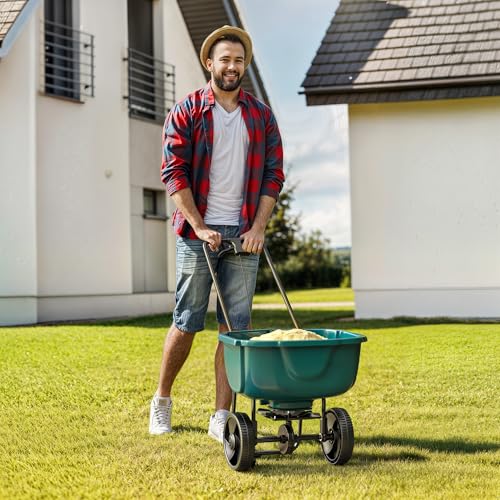 YITAMOTOR 60 lbs Walk Behind Broadcast Spreader for Lawns Garden