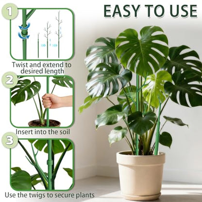 Telescoping Monstera Support Stakes, Detachable Plant Sticks 2 Pack - size: 2PACK-43.3in