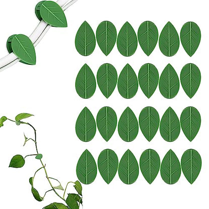 LUOTIVON 24 Pcs Plant Climbing Wall Fixture Clips, Plant Fixer Invisible Wall Vines Fixing Clips with 24 Pcs Acrylic Adhesive Sticker, Self-Adhesive Hook Plant Vine Support Holder