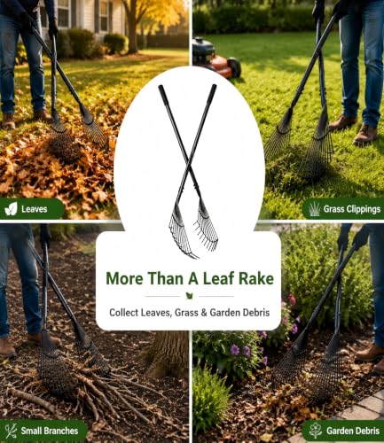 Leaf Grabber Rake, Long Handle Leaf Picker Upper for Yard Debris