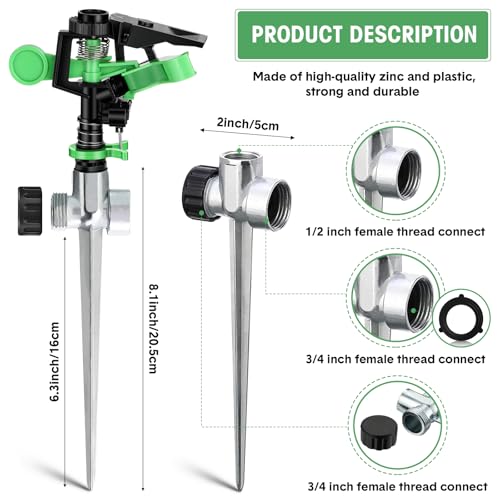 Sprinklers for Yard Garden Sprinkler 360 Degree Automatic Rotating Lawn Sprinkler with Water Stop Ring Adjustable Rotating Pulsating Sprinklers for Yard Ground Grass Irrigation System (16 Pack)